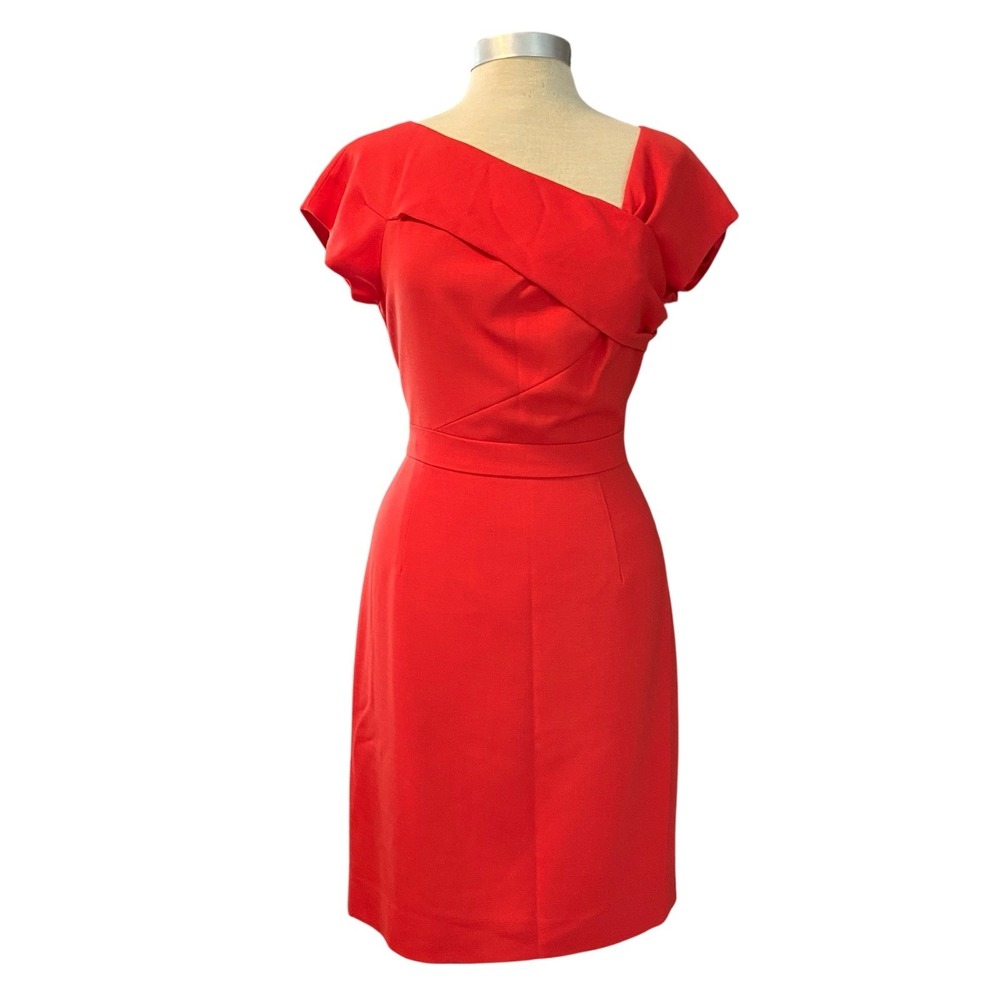 J.CREW Sheath Dress Sz 8 Red Wool Cap Sleeve Business Professional‎ Retro